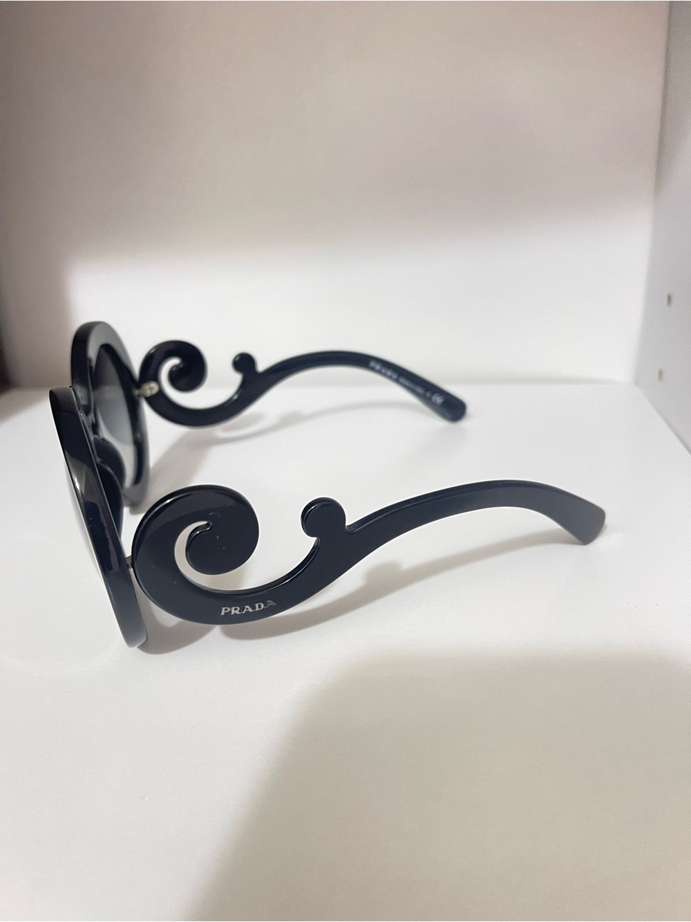 Authentic Prada made in Italy Black Curled Temple Women's Sunglasses